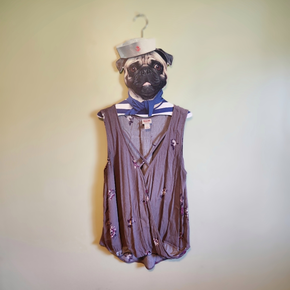 Mossimo Crossed Top Purple Floral
